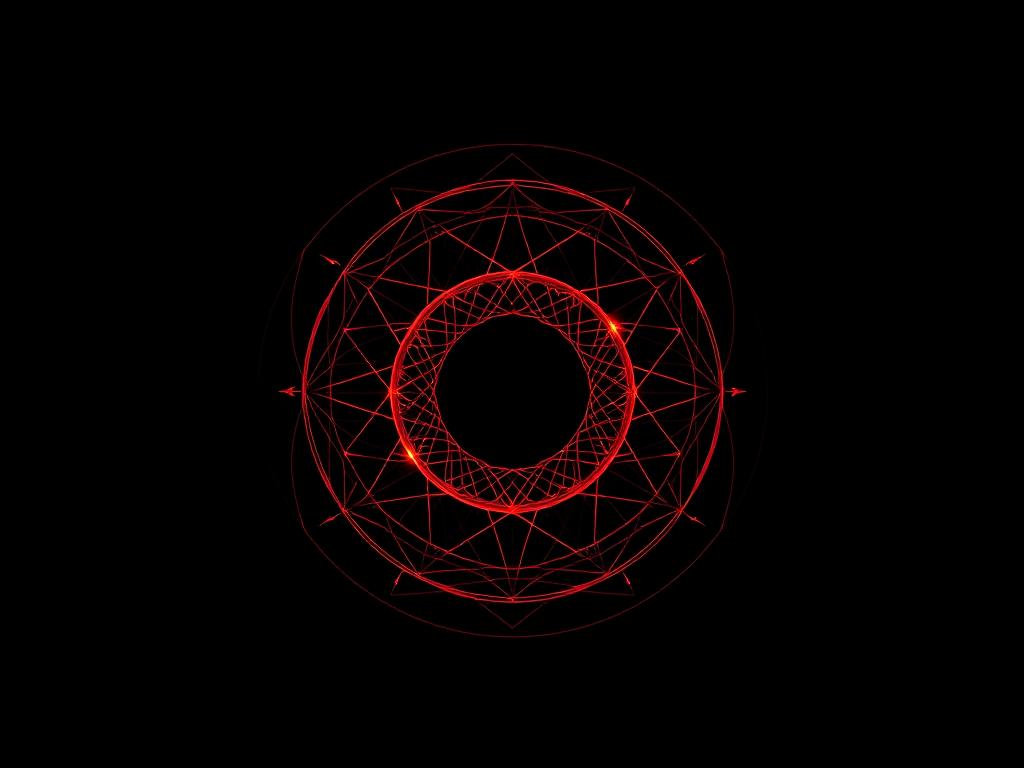 Abstract crimson geometry of concentric intersecting lines